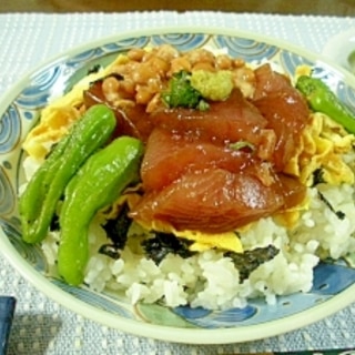 ☆漬けまぐろと納豆の酢めし丼☆